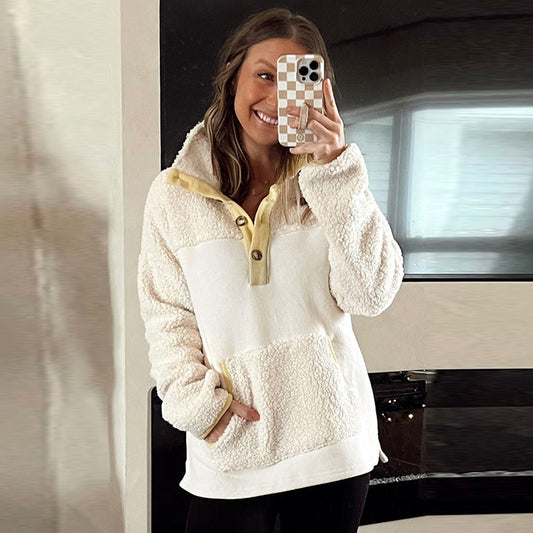 Sweatshirt en Laine d'Agneau avec Poches