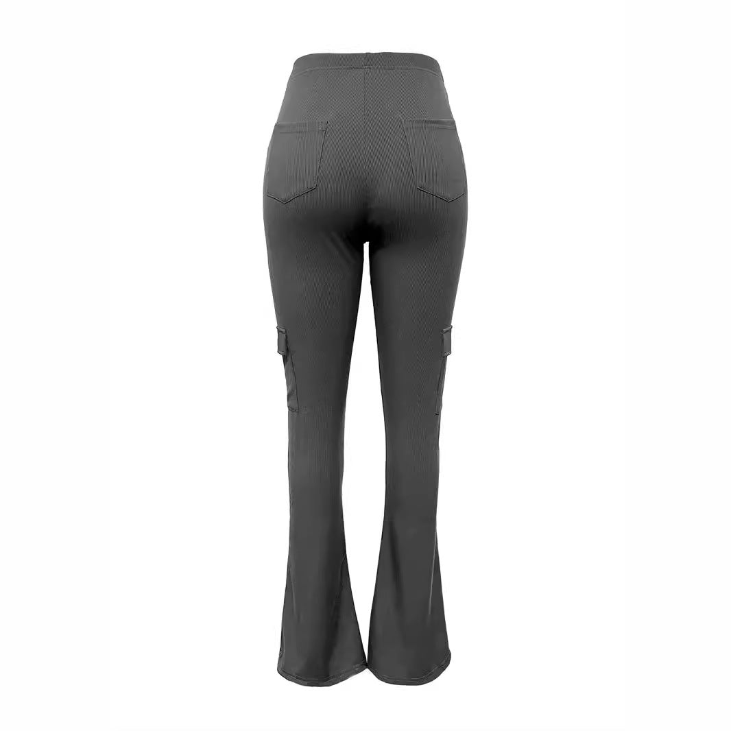 Pantalon Slim Évasé Taille Haute avec Effet Galbant