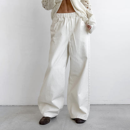 Pantalon Large en Coton Blanc