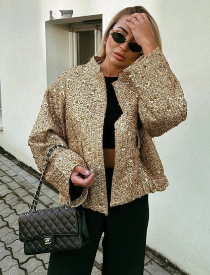 Veste en Sequins Dorés