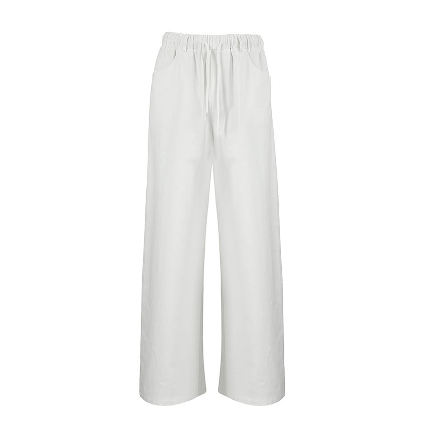 Pantalon Large en Coton Blanc